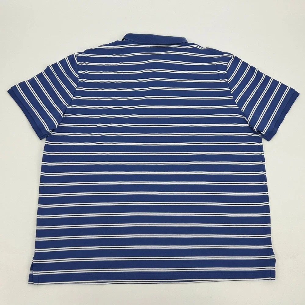 Polo Ralph Lauren Polo Shirt Men XL Blue‎ Striped Classic Fit Flesh Pony Preppy